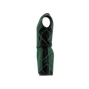 Emerald green and black geometric volleyball uniform set with sleeveless jersey and shorts