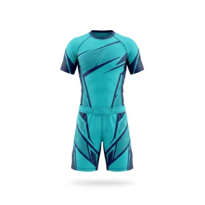 MMA uniform with turquoise and dark blue design, perfect for fighters