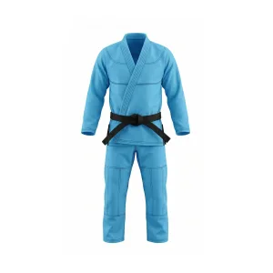 Light blue jiu jitsu gi with black belt, martial arts uniform