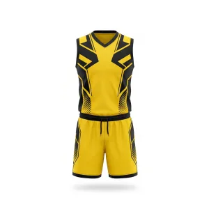 Yellow and black geometric volleyball uniform set