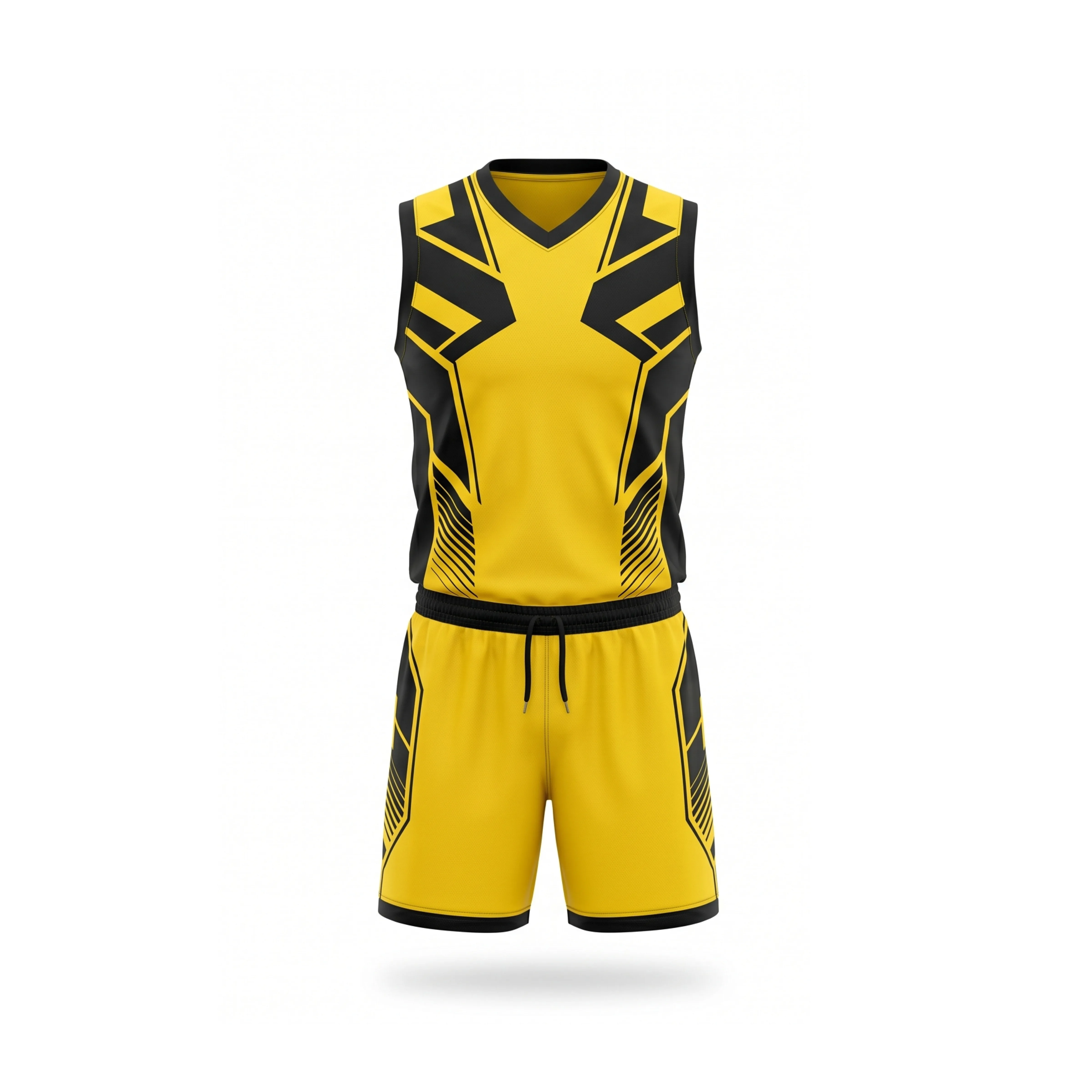 Yellow and black geometric volleyball uniform set