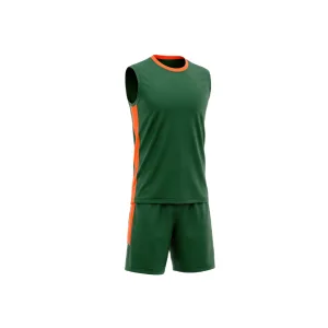 Green volleyball uniform with orange accents and number 12 on back