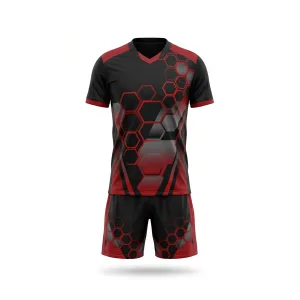 Black and red honeycomb badminton uniform, front and back view