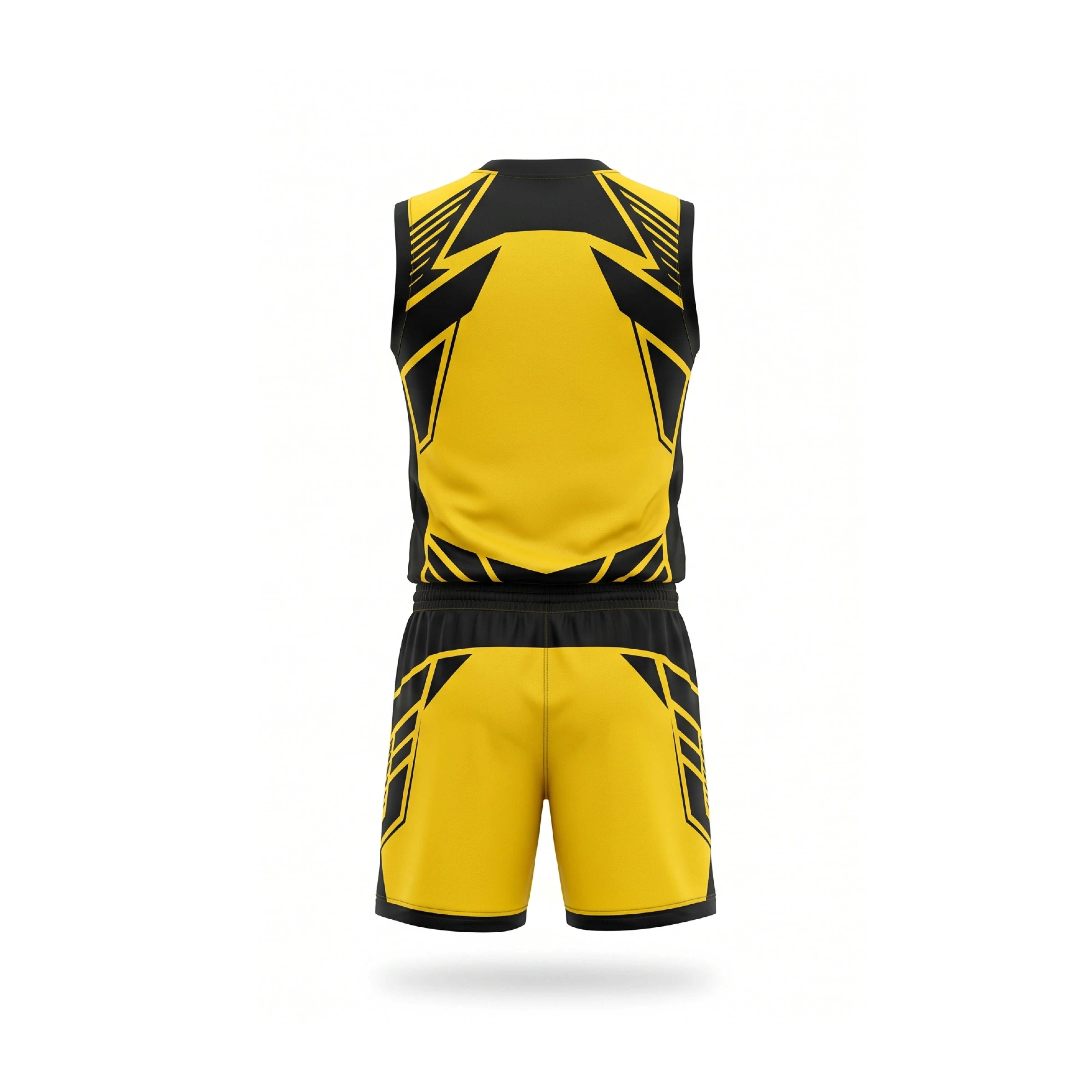 Yellow and black geometric volleyball uniform set - view 2