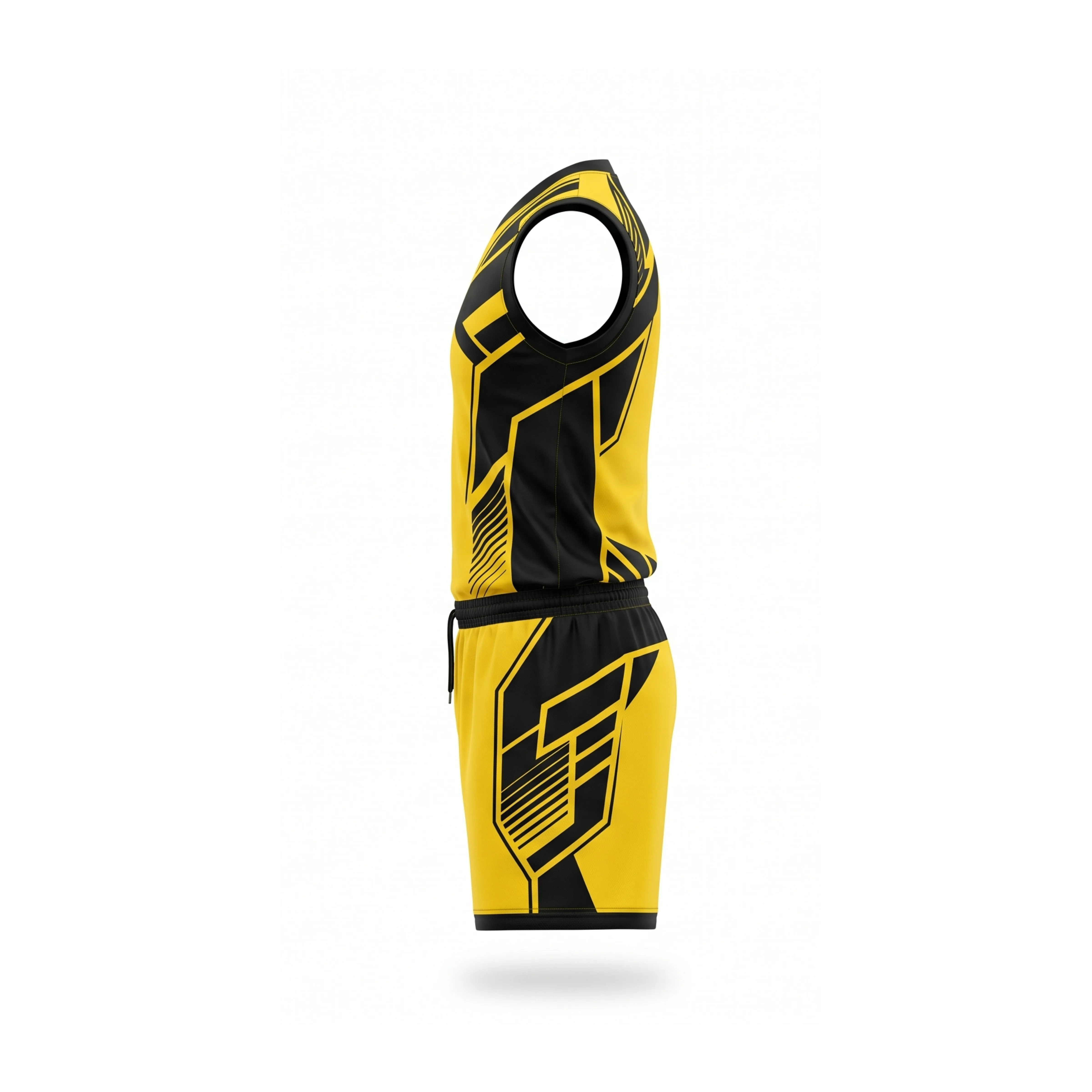 Yellow and black geometric volleyball uniform set - view 3
