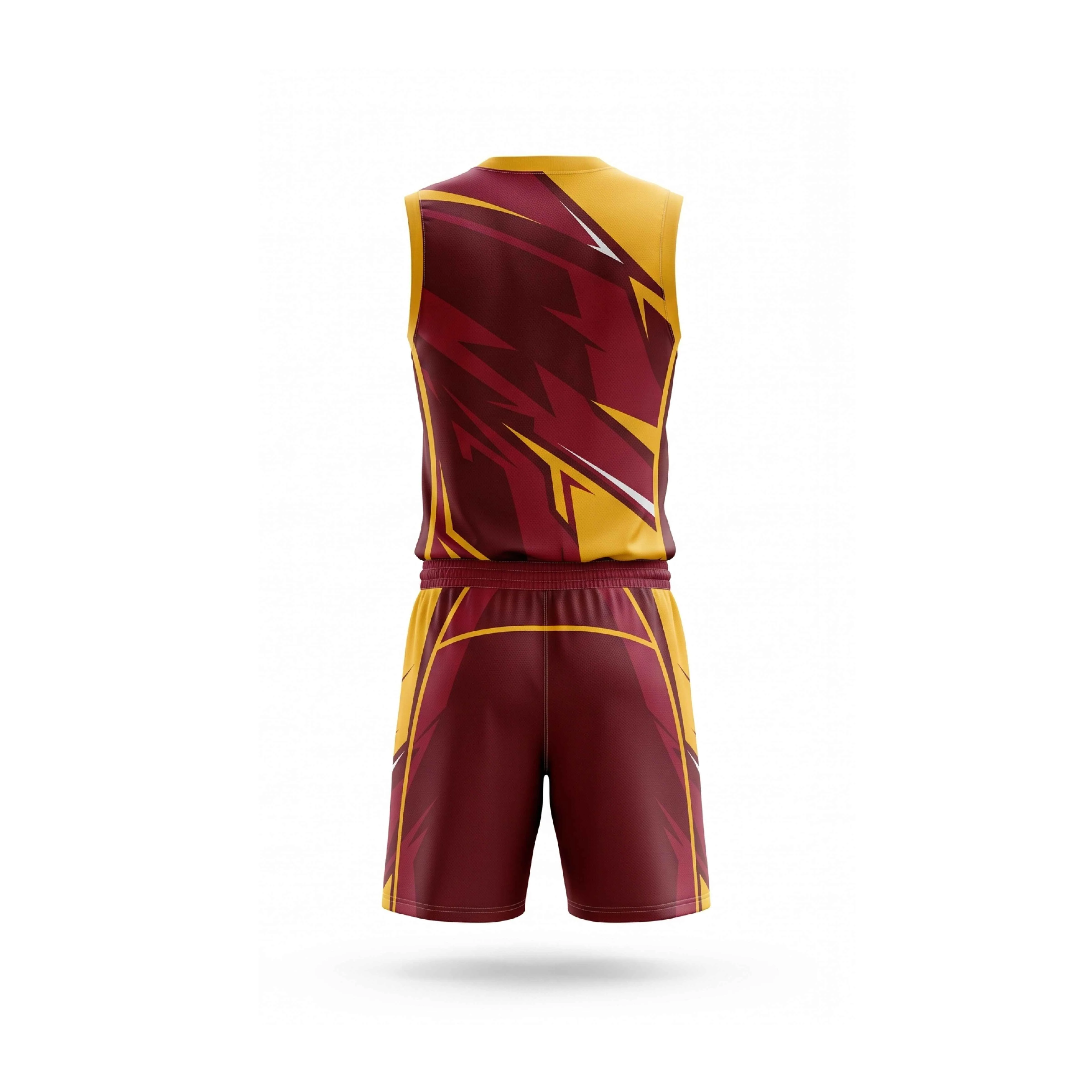Maroon and Yellow Volleyball Uniform with Lightning Bolt Design