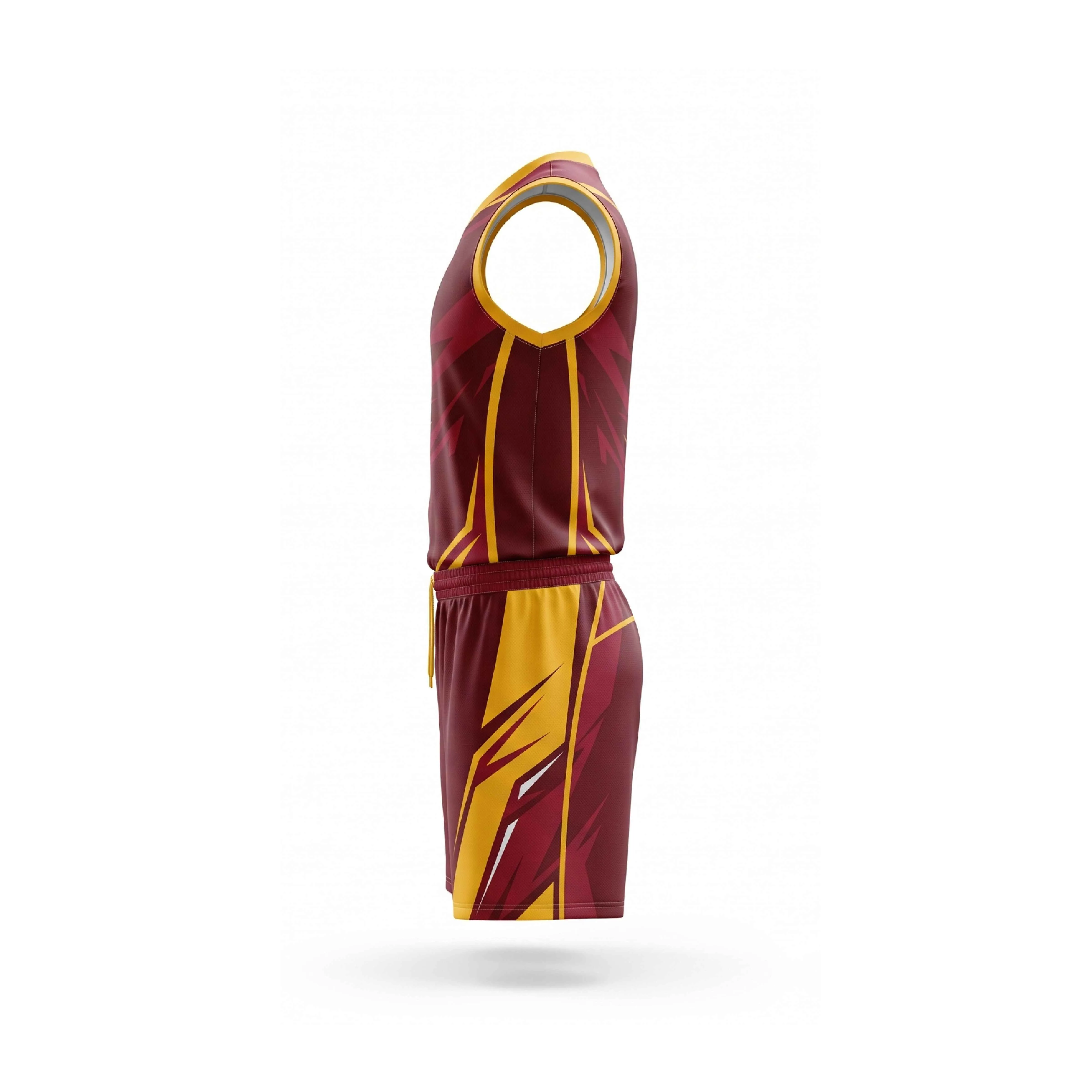 Maroon and Yellow Volleyball Uniform with Lightning Bolt Design - Image 3