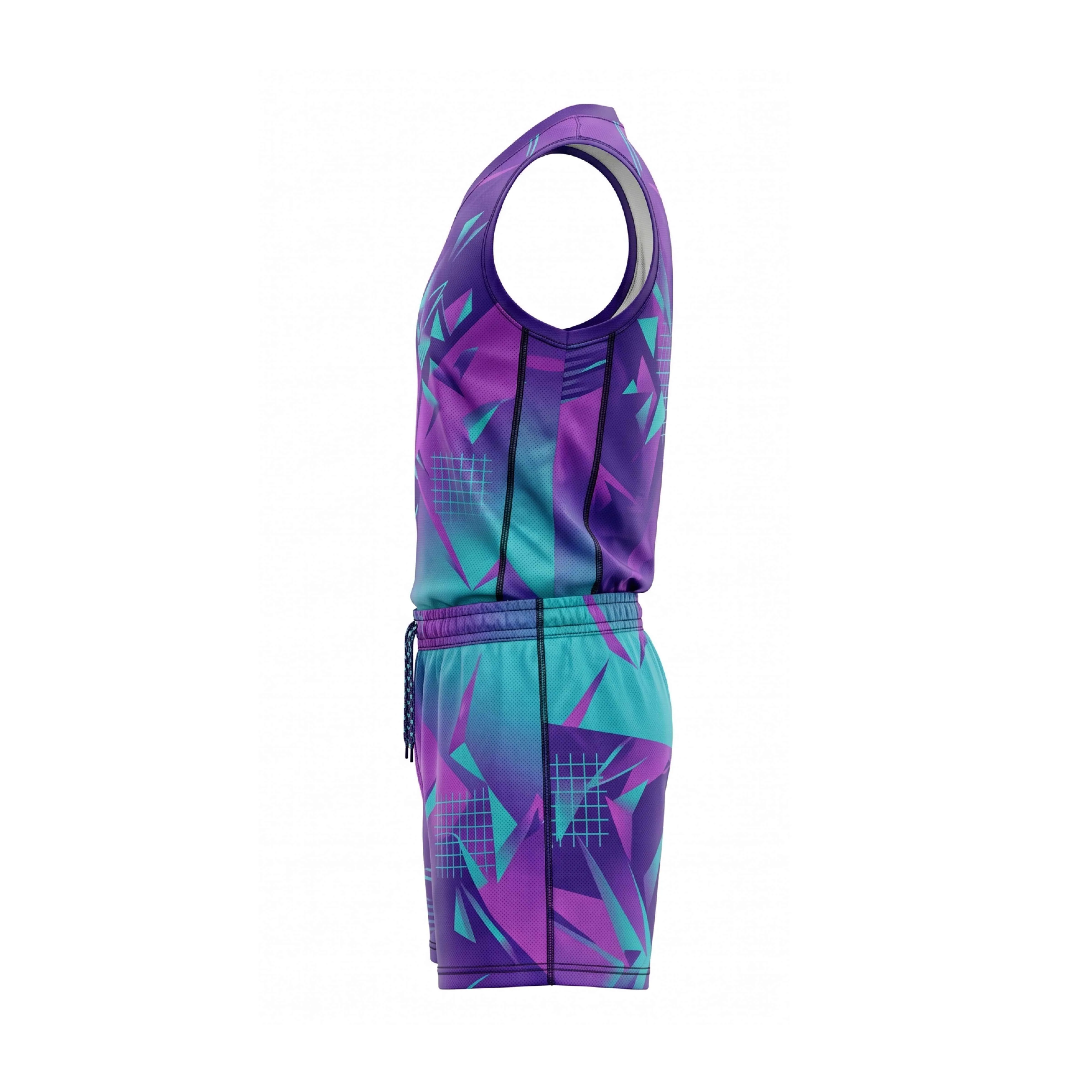 Purple & Teal Geometric Volleyball Uniform Set